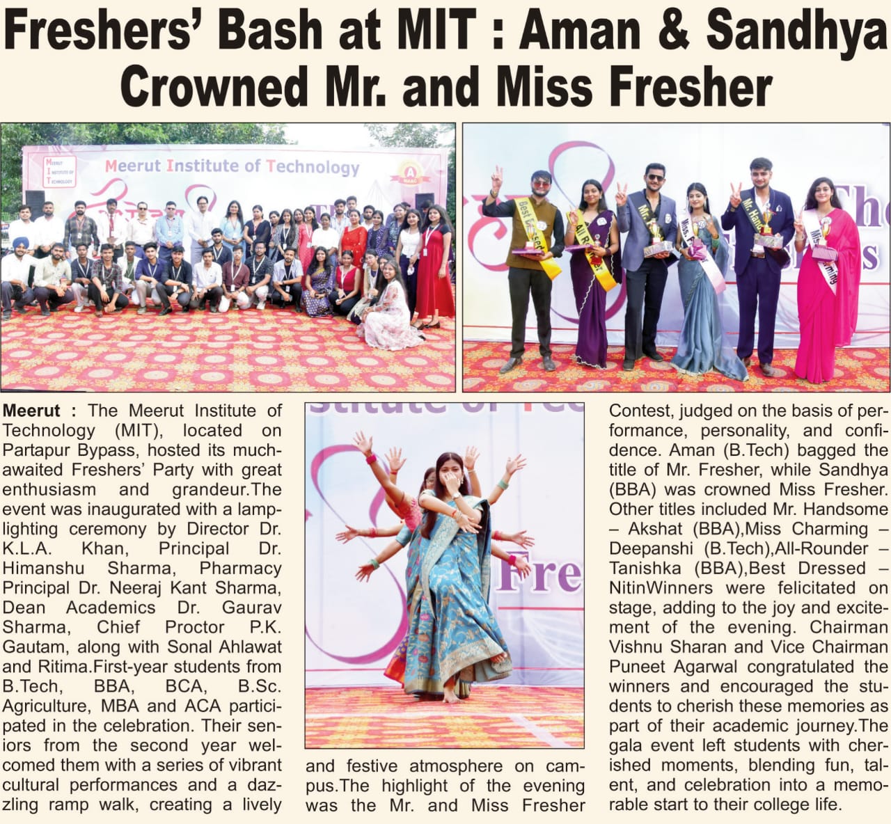 Freshers' Bash at MIT 2025: Aman & Sandhya Crowned Mr. and Miss Fresher