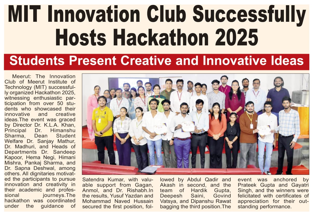 MIT Innovation Club Successfully Hosts Hackathon 2025
Students Present Creative and Innovative Ideas
